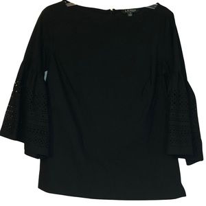 Ralph Lauren XS black blouse with detailed cutout bell sleeves